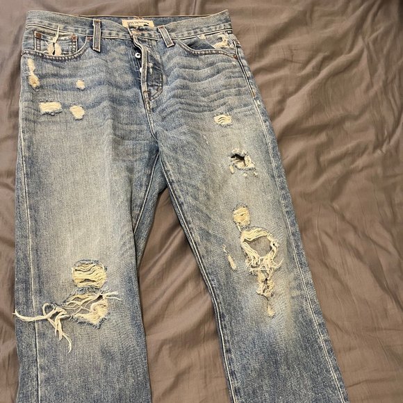 Madewell Rivet and Thread Button Fly Boyfriend Distressed Jeans - Picture 1 of 3